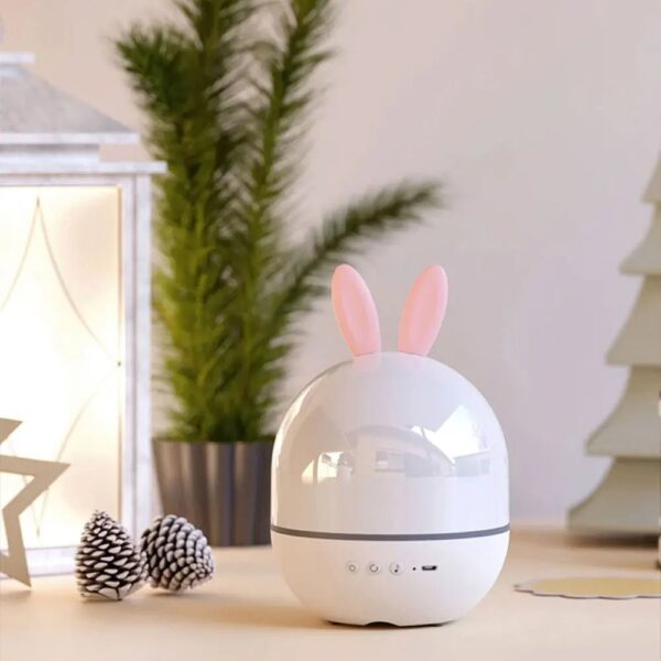 Bunny-shaped aromatherapy diffuser with a sleek white design, ideal for home decor, relaxation, and creating a calming atmosphere.