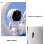 Adorable astronaut toy with two-level LED lighting, USB rechargeable, perfect for science-themed decor or educational purposes.