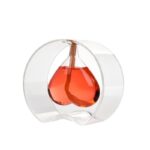 Glass science experiment model with liquid inside, showcasing a colorful chemical reaction.