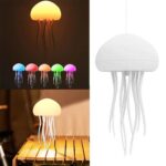 LED jellyfish night light with color-changing feature, ideal for children's rooms and home decor. Creates a calming, ocean-inspired ambiance with soft, glowing tentacles.
