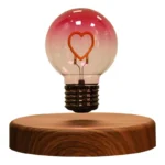 Decorative light bulb with a heart-shaped filament, perfect for science-themed decor and educational displays.
