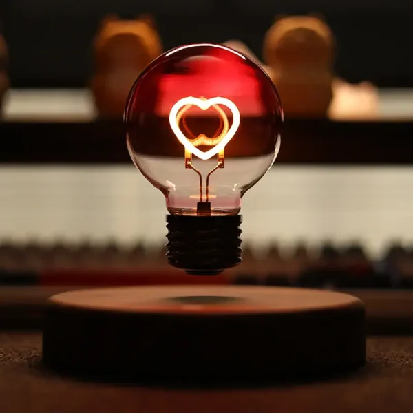Neon heart-shaped light inside a transparent glass bulb, creating a romantic and modern science-inspired decor piece. Perfect for educational spaces, home decor, or science-themed gifts.
