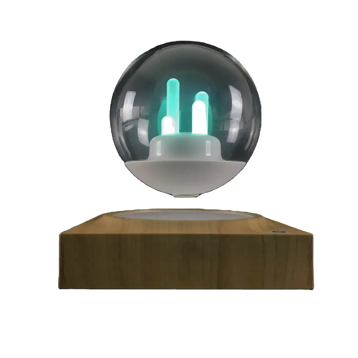 Light Plasma Ball - Science Gadgets Illuminated plasma ball with glowing electric filaments inside a glass sphere on a wooden base, showcasing a captivating science decor piece.