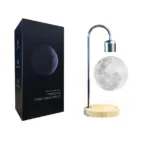 Moon-shaped LED lamp with stand, designed for educational and decorative use, featuring realistic lunar surface details, perfect for science enthusiasts and kids.