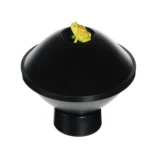 A black magnetic levitation device with a yellow dinosaur figure floating above it, demonstrating magnetic repulsion.