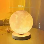 3D Moon Lamp with realistic lunar surface details and warm glow, measuring 12cm in height and 10cm in diameter, perfect as a decorative night light or educational gift.