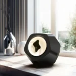 Innovative science gadget with a sleek black design and illuminated center, perfect for science enthusiasts and educational settings.