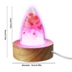 Decorative lavender pink lava lamp with a wooden base, ideal for science decor and educational spaces, measuring 8cm tall and 6cm in diameter.