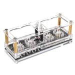 Miniature science experiment kit with transparent acrylic base and colorful components.