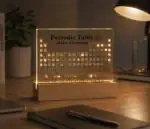 LED periodic table display showcasing all chemical elements with illuminated symbols, perfect for science lovers, educational settings, or modern home decor.