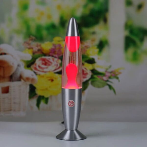 Modern lava lamp featuring a heart-shaped design with red liquid and wax, creating a soothing visual effect. Perfect for home decor, educational purposes, or as a gift for science enthusiasts.