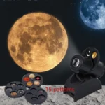 A moon and star projector displaying 15 different celestial patterns, perfect for space-themed decor, educational purposes, or creating a relaxing night sky ambiance.