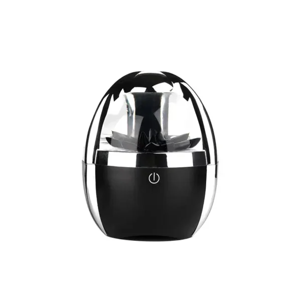 Compact egg-shaped 3D printer for educational and creative projects, featuring a sleek black and silver design.