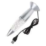 USB-powered magnetic levitation lamp with silver finish and glittering midsection, ideal for science decor and educational displays.