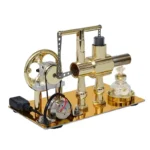 High-quality brass steam engine model for educational purposes and science demonstrations.