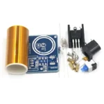 Collection of electronic components including a sensor, relay, LED, and battery holder for DIY electronics and educational projects.