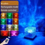 Rechargeable, remote-controlled LED light cube for ambient decor and educational use.