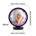 Mirror with purple crystals frame for science experiments and decor.