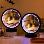 LED Mirror with Purple Light Frame.