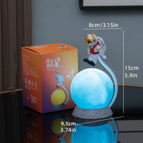 Astronaut Moon Lamp with Spacecraft Design, LED Night Light, and Educational Decor.