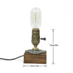 Vintage Edison-style filament light bulb on wooden base, perfect for science decor and educational displays.