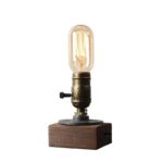 Edison-style filament light bulb mounted on a wooden base, perfect for science-themed decor and educational science projects.