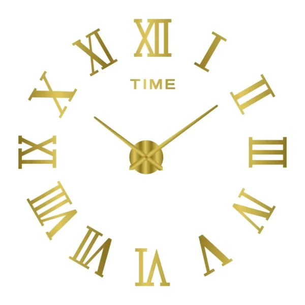 Elegant gold Roman numeral wall clock with minimalist design, perfect for science-themed decor and educational spaces. Features a sleek, contemporary look suitable for classrooms, offices, or home int.