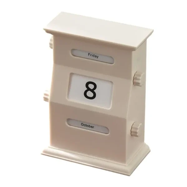 Vintage-style calendar flip clock showing October 8, with day and date display, ideal for science decor and educational purposes.