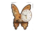 Decorative butterfly-shaped wall clock featuring floral and animal motifs, combining functionality with nature-inspired design for home or office decor.