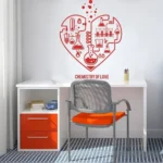 Modern science-themed wall art featuring chemistry symbols and molecules, perfect for a science classroom or kids' room decor.