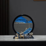 Blue Mountain Water Fountain with Miniature Figures.