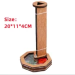 Wooden marble run puzzle game for kids and adults, featuring a tall vertical track with a spinning top and a hexagonal base, perfect for science-themed decor and educational play.