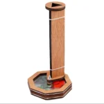 Wooden magnetic balance beam puzzle with a vertical pole and a base, designed for educational science activities and STEM learning.
