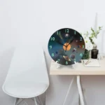 Space-themed wall clock featuring planets and stars, perfect for science enthusiasts and educational decor in homes or classrooms.