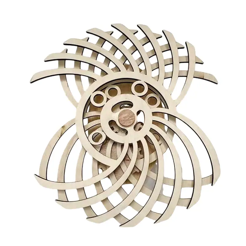 Sunflower Wooden Puzzle Toy Intricate wooden sunflower puzzle toy with interlocking curved pieces, perfect for educational and decorative purposes.