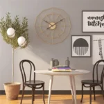 Elegant wall clock with geometric design in a contemporary living space.