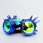 Goggles with colorful, reflective lenses and spiked frames, perfect for science-themed decor or educational activities.