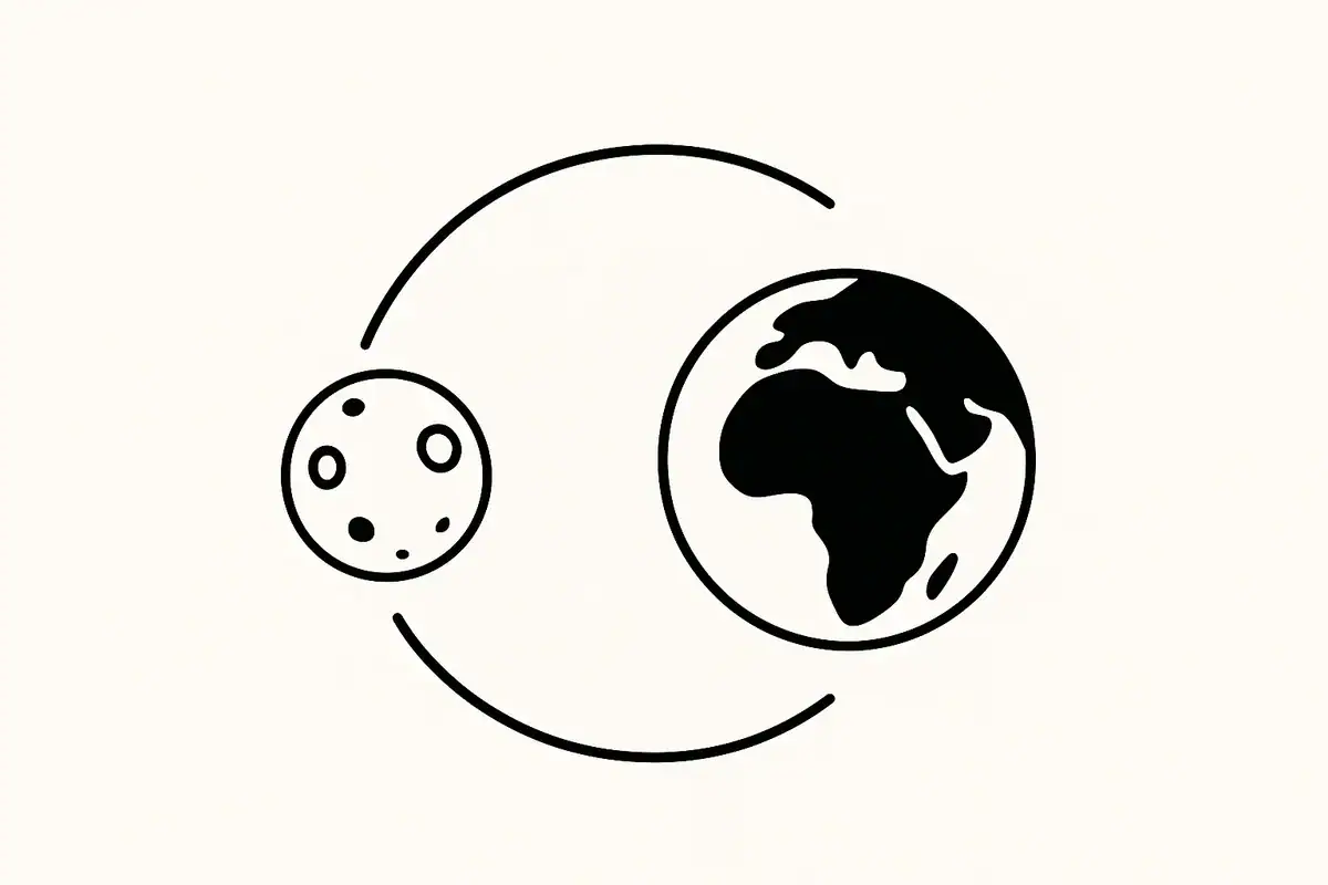 Earth and Moon orbit diagram illustration.