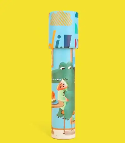 Colorful crocodile cartoon pencil case with playful design, perfect for kids' school supplies and educational toys. Bright blue background with fun crocodile illustration.