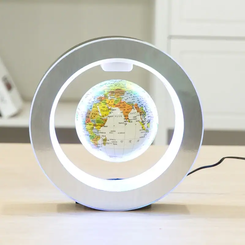 Earth Globe Lamp with LED Light Modern LED globe lamp featuring a colorful world map, perfect for educational decor and science enthusiasts.