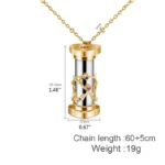 Elegant gold and silver pendant necklace with a scientific-inspired design.