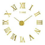 Elegant gold Roman numeral wall clock with minimalist design, perfect for home decor, educational spaces, or science-themed rooms, combining style and functionality.