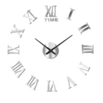 Stylish wall clock featuring Roman numerals and minimalist design, perfect for home or office decor.