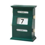 Vintage-style green flip calendar clock displaying Sunday, October 7, perfect for educational decor or science-themed rooms.