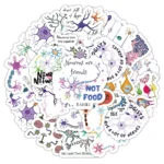 Colorful educational stickers illustrating neurons, nerve cells, and brain functions, perfect for science decor and teaching about the nervous system.