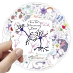 Interactive neuroscience toy featuring a hand-held card with neuron illustrations and the phrase "Pass The Glutamate Please" for educational purposes.