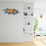 Educational solar system wall decal featuring planets and labels, perfect for children's bedrooms or classrooms to inspire interest in astronomy and space science.