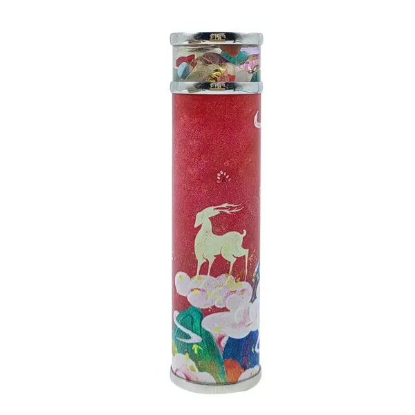 Colorful unicorn-themed confetti tube with rainbow and cloud illustrations, perfect for celebrations and party favors.