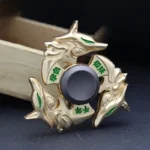 A metallic dragon-shaped fidget spinner featuring intricate details and Chinese characters, designed for stress relief and focus enhancement.