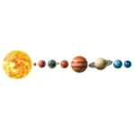 Model of the Sun and planets in the solar system, showcasing the relative sizes and positions for educational purposes.